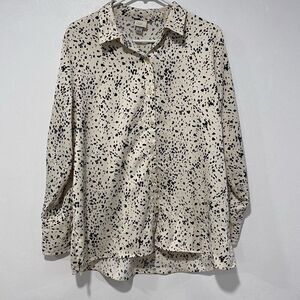 A New Day Dalmatian Dot Print Button-Up Blouse | Size Small